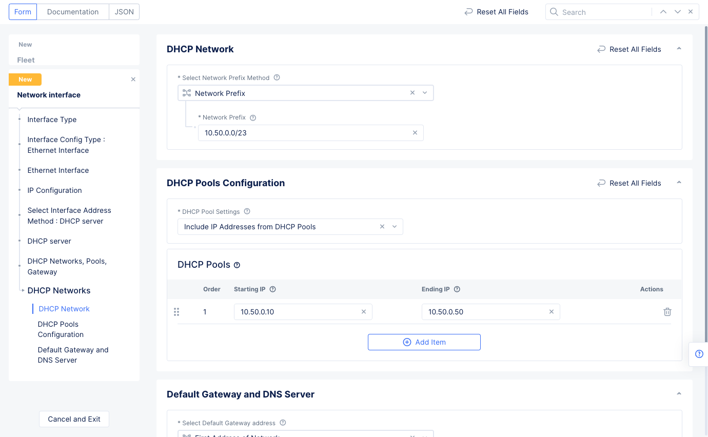 Figure: DHCP Network Configuration