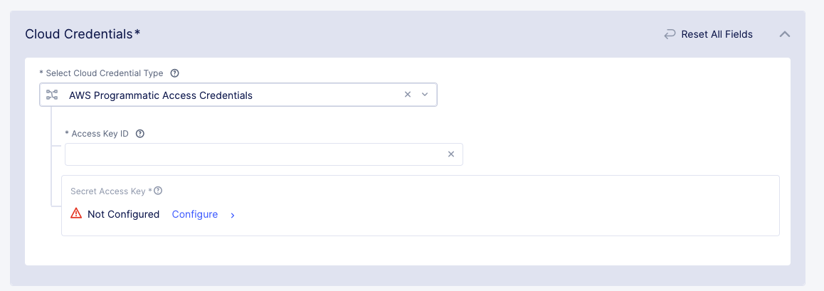 Figure: Secret AWS Access Key Entry
