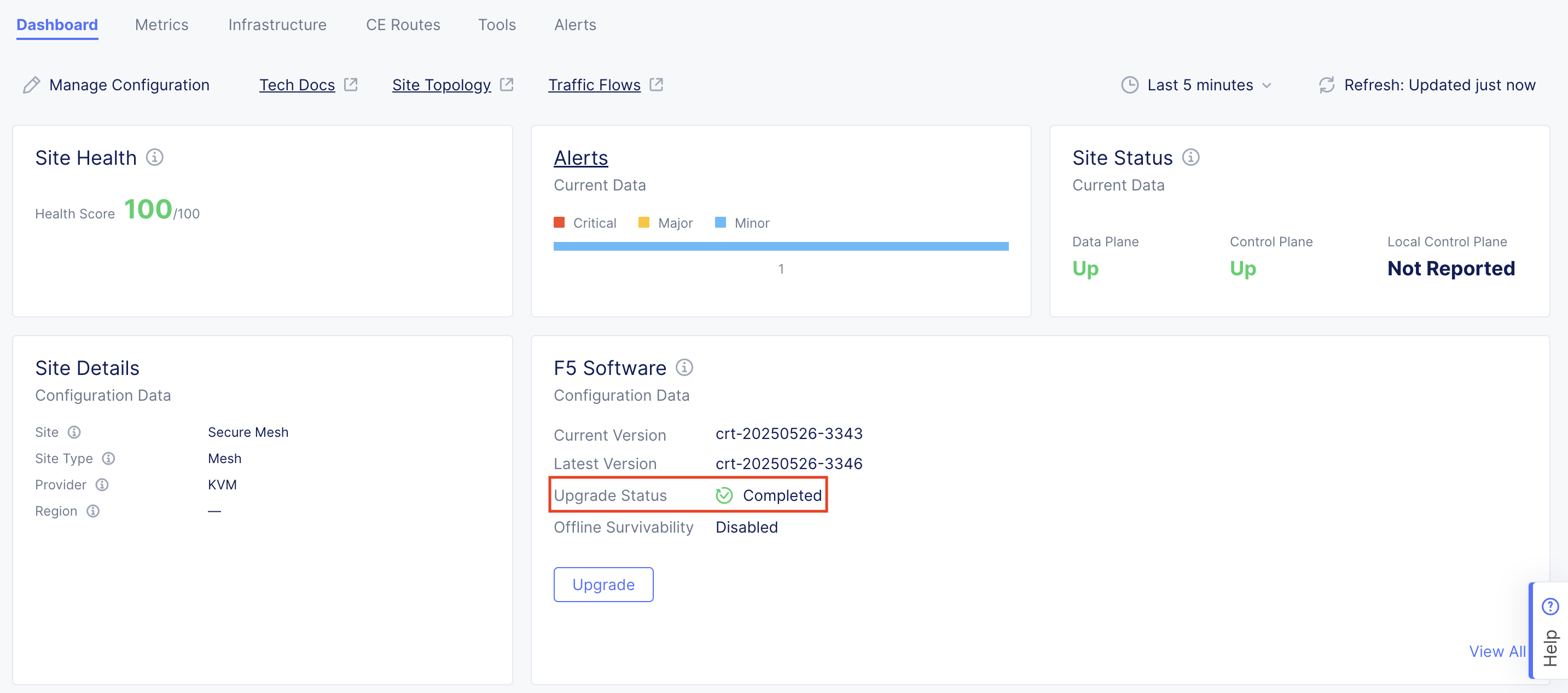 Figure: F5 Software Upgrade Status