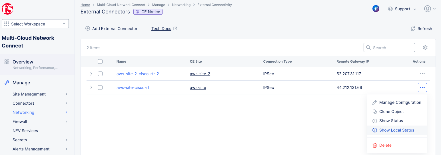 Figure: External Connectors - Get Local Status
