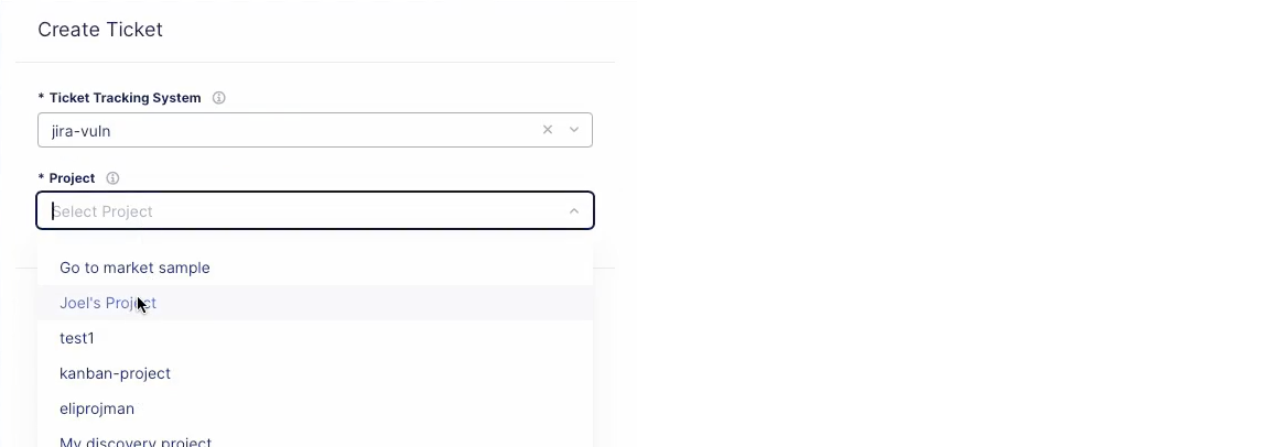 Figure: Select a Project from your TTS